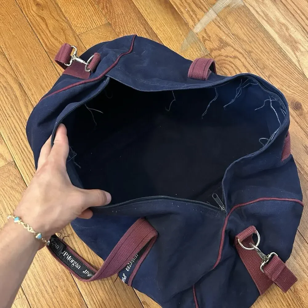 Vintage JP Morgan Banker Bag Canvas Shoulder Sling Duffle